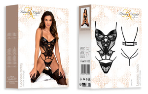 Beauty Night Leonela – teddy wetlook + koronka, fiszbiny