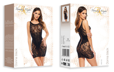 Beauty Night Donna Black – czarna koronkowa sukienka z wycięciami