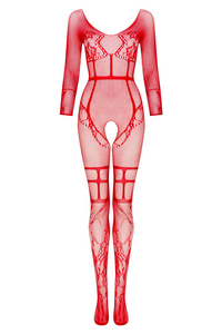 Beauty Night Lorna Red – czerwony bodystocking w kwiaty