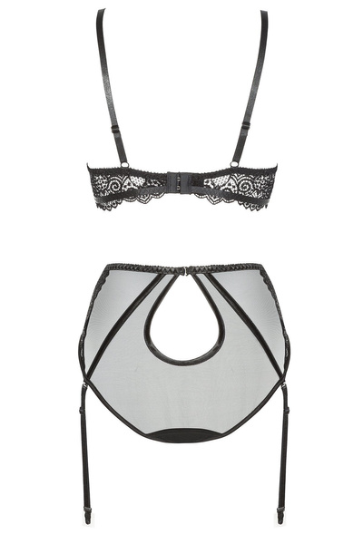 Beauty Night Ravenna Set Black – koronkowy komplet z wysokimi majtkami