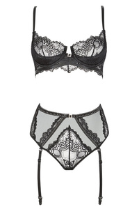 Beauty Night Ravenna Set Black – koronkowy komplet z wysokimi majtkami