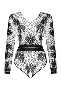 Beauty Night Regina Black – czarne body z siateczki w kwiaty