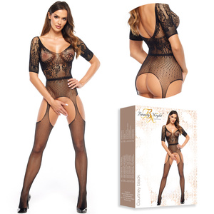 Czarne bodystocking z koronką Courtney – wyrafinowana zmysłowość
