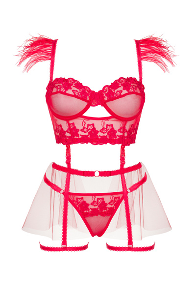 Beauty Night Isaura Set Red – czerwony komplet 4-częściowy