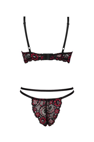 Beauty Night Rosalinda – czarna koronka z czerwonymi kwiatami